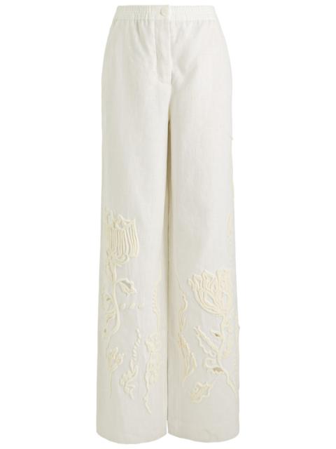 Dorothee Schumacher Embroidered Beauty Straight-leg Linen Trousers