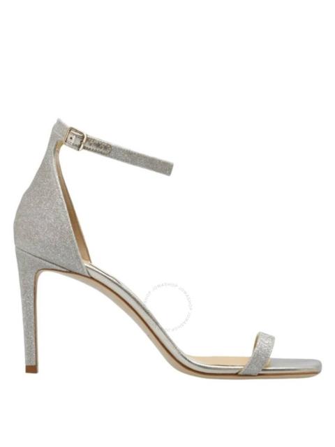 JIMMY CHOO Jimmy Choo Platinum Ice Alva 85 Glitter Sandals