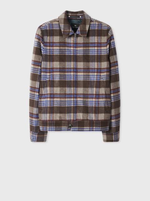 Paul Smith Brown and Blue Brushed Wool-Blend Zip Jacket