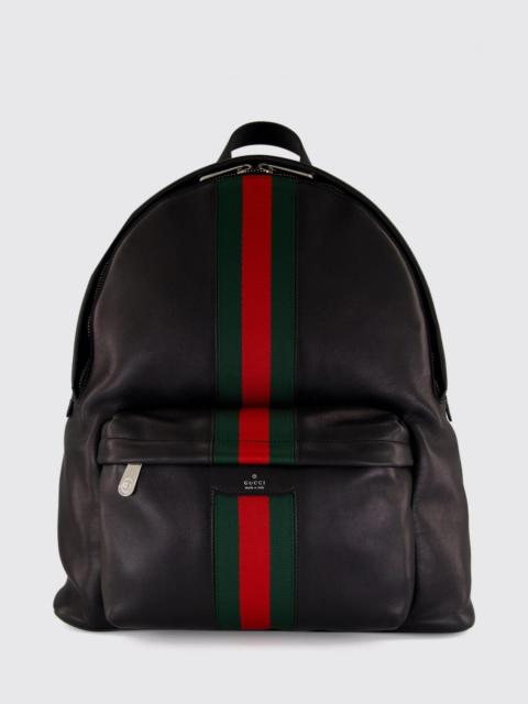 GUCCI Gucci Men Gucci Smooth Calfskin Leather Backpack With Web Detail And Adjustable Straps