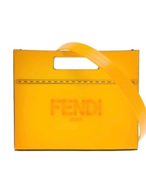 FENDI FENDI MAN'S YELLOW LEATHER MINI SHOPPER BAG WITH LOGO