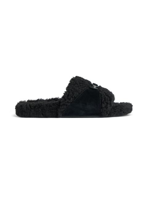 BALENCIAGA Women's Furry Slide Sandal in Black