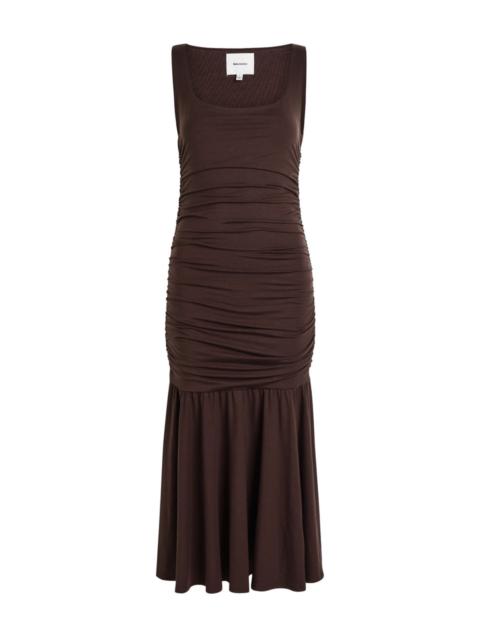 open lace back dress Ganni Pink & Brown Striped Cotton Dress Sz 2