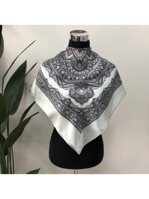 Vintage - Soft Grey With Graphic Silk Scarf / Scarves #209-H