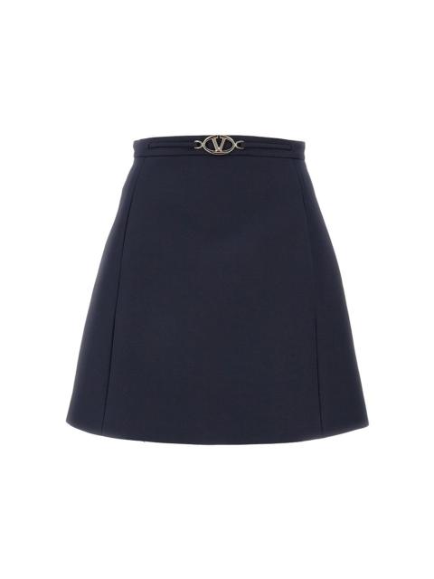 Valentino CREPE COUTURE MINI SKIRT WITH LOGO BUCKLE