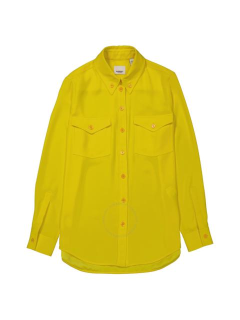 Burberry Burberry Ladies Pale Tulip Yellow Long-Sleeve Button-Down Classic Shirt