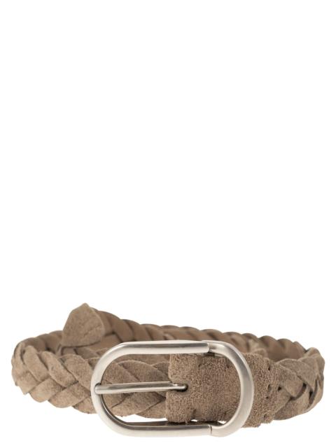 Brunello Cucinelli Brunello Cucinelli Men Woven Suede Belt With Rounded Buckle And Metal Loop