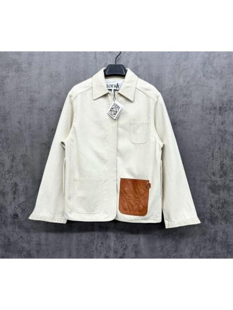Loewe LOEWE New Heavyweight Leather-Patchwork Embossed Logo Button-Up Jacket