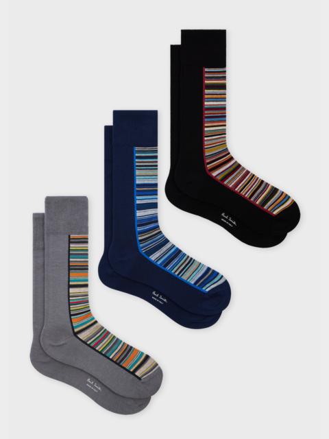 Paul Smith 'Signature Stripe' Panel Socks Three Pack