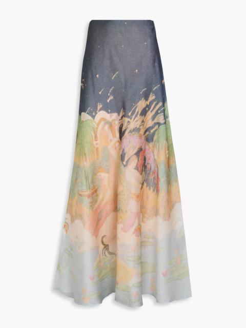 Zimmermann Printed silk-organza maxi skirt
