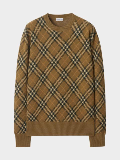 Wool Check Crewneck Sweater