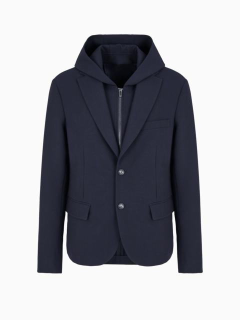 EMPORIO ARMANI Viscose-blend blazer with detachable inner panel and hood