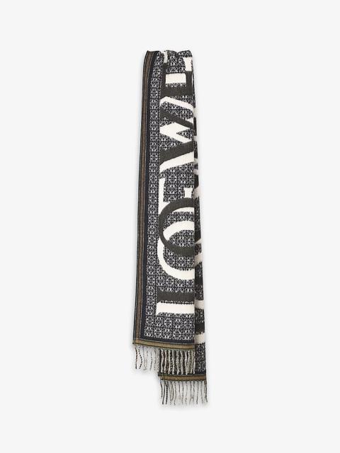 Loewe Logo-intarsia wool and cashmere-blend scarf