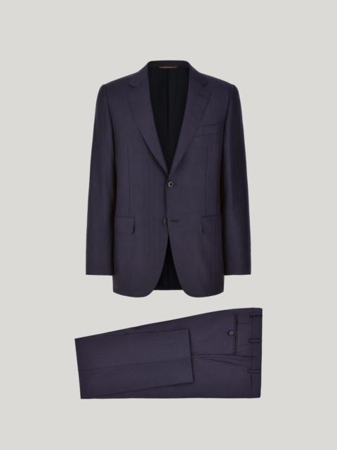 Canali NAVY BLUE 150'S WOOL AND SILK SUIT WITH SINGLE-BREASTED JACKET