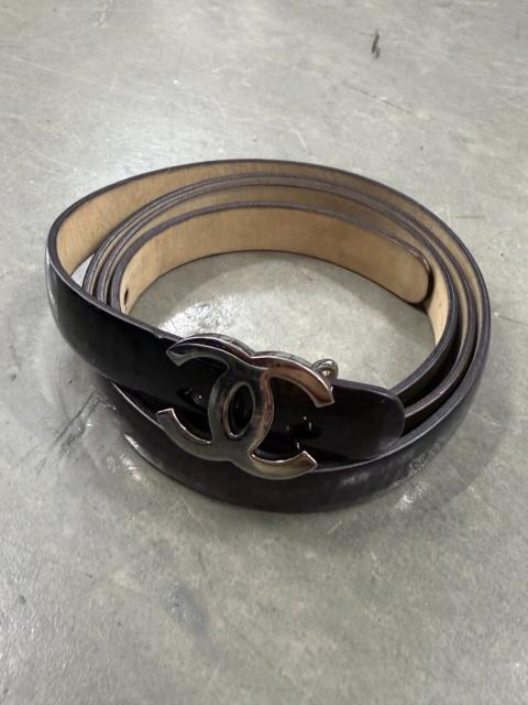 CHANEL Chanel Black Cowhide Double C Jewelry Series Belt