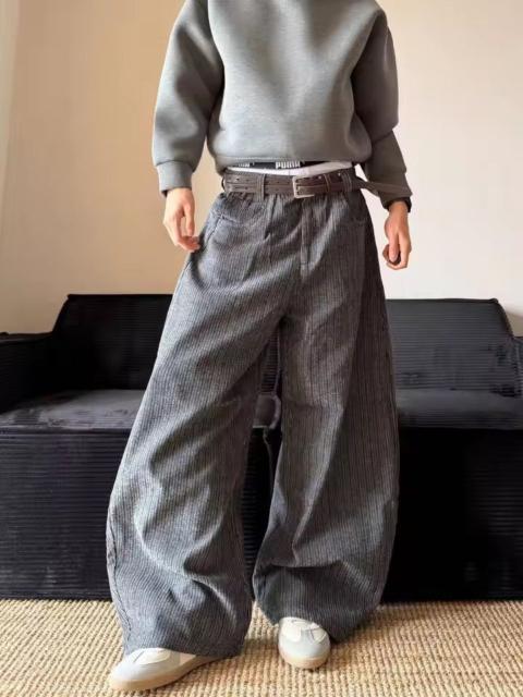 Other Designers Vintage - Gray Pinstripe Wide Leg Pants, Baggy High Waist Trousers