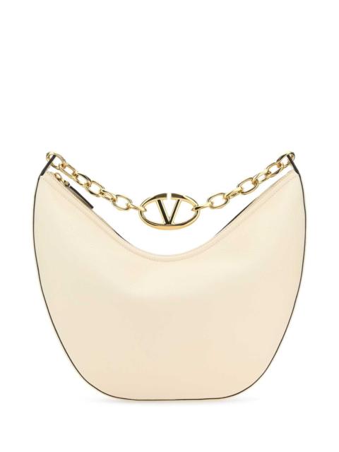 Valentino Valentino Garavani Women Ivory Leather Medium Hobo Vlogo Moon Shoulder Bag