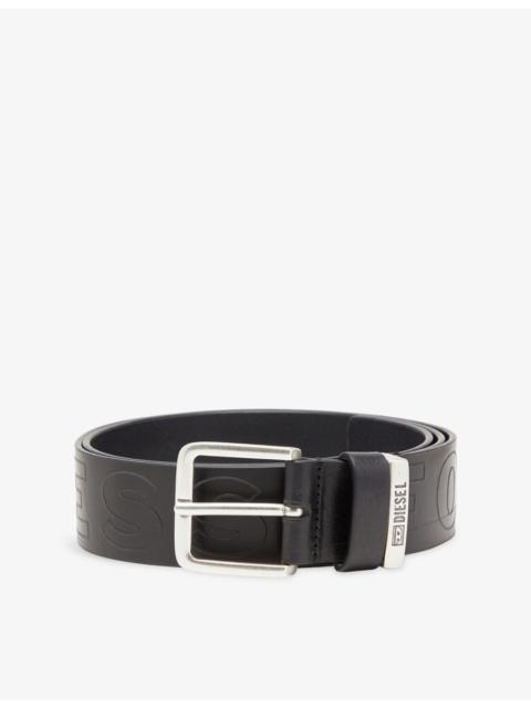 Diesel B-Fsl Outline Embossed-Lettering Leather Belt