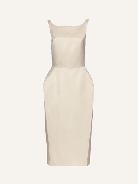 MAGDA BUTRYM Roundneck hip pad midi dress in cream