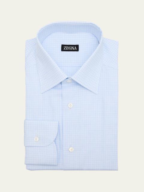 ZEGNA Men's Point-Collar Mini Check Dress Shirt
