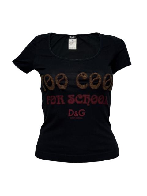Other Designers D&G - D&G "TOO COOL FOR SCHOOL" Back-Open Logo T-Shirt
