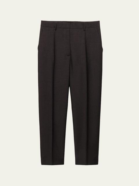 Prada Cropped Wool Check Tailored Pants
