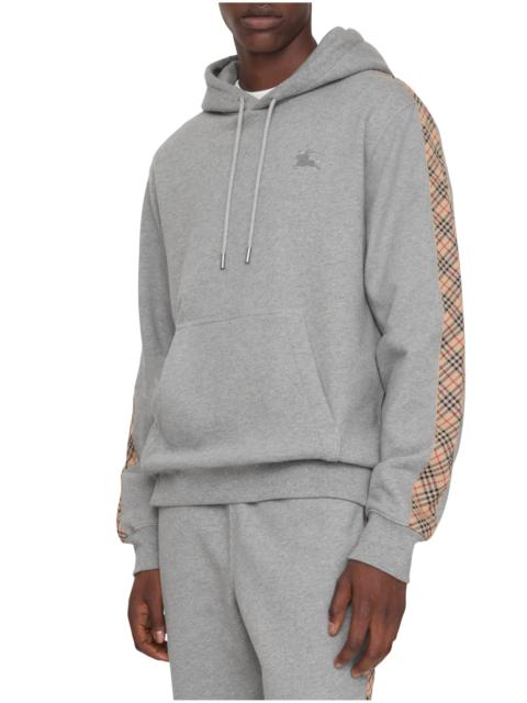 Burberry burberry Check Trim Cotton Hoodie in Pale Grey Melange at Nordstrom