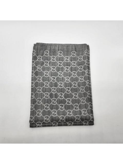 GUCCI Gucci Wool Silk Monogram Fringe Scarf/Shawl | Gray | NEW