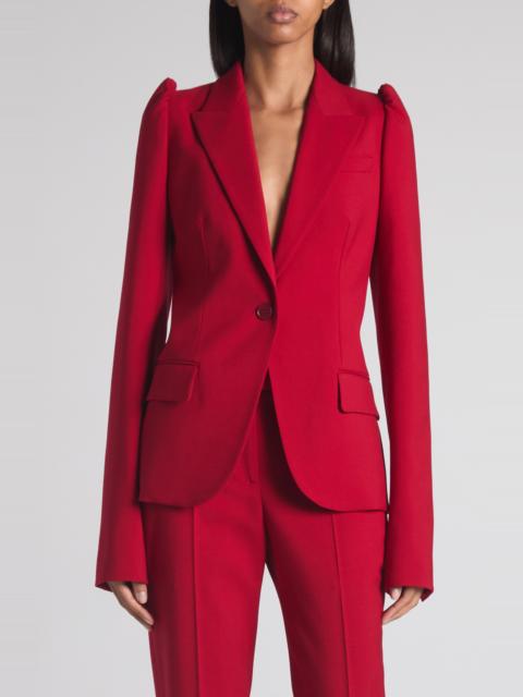 Alexander McQueen McQueen One-Button Wool Grain de Poudre Jacket in Crimson at Nordstrom
