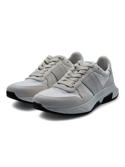 TOM FORD Jagga Leather-Trimmed Suede and Mesh Sneakers White size 8