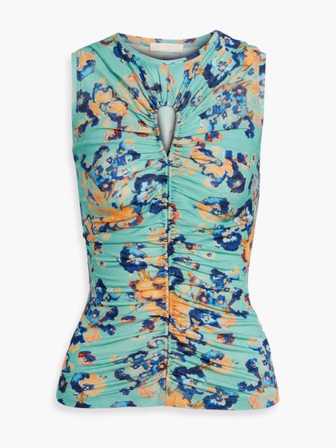ULLA JOHNSON Gabi ruched floral-print Lyocell-jersey top