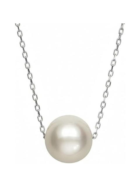 Other Designers Belacqua AAA Freshwater Cultured 8.0-9.0mm White Pearl 18" InchesPendant Necklace in 14K White Gold 