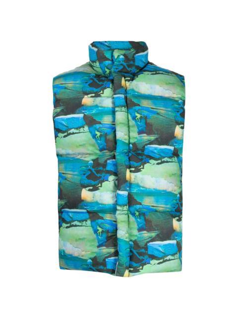 ERL printed quilted puffer gilet