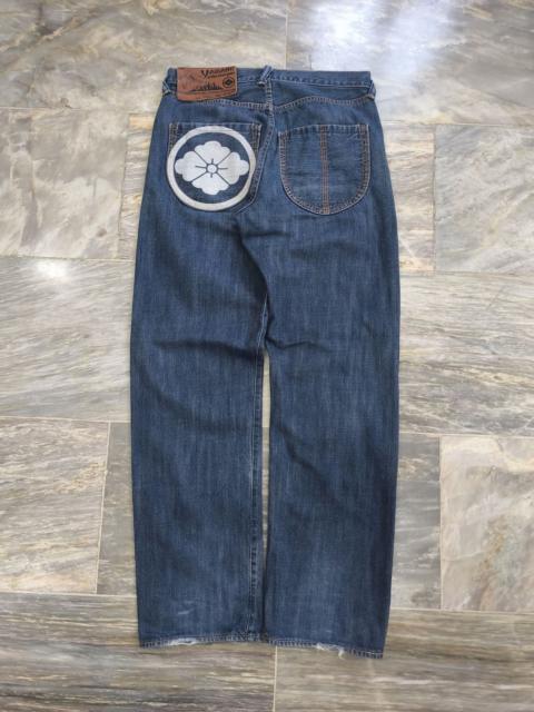 EVISU Yamane Crest Flower Print - Selvedge Denim Pants