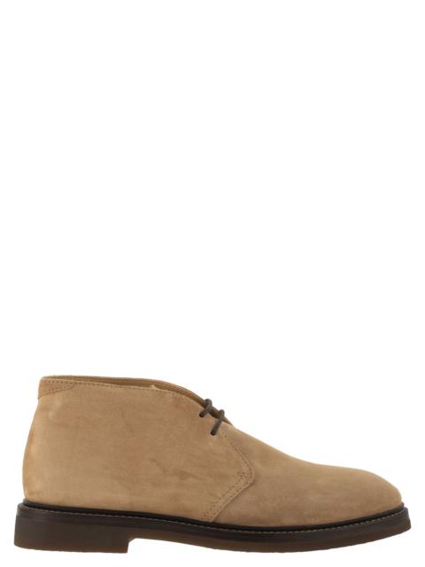 Brunello Cucinelli Brunello Cucinelli Men Suede Desert Boots With Rubber Sole