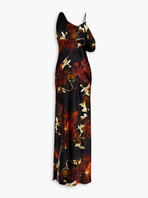 NICHOLAS Off-the-shoulder floral-print silk-blend satin maxi dress