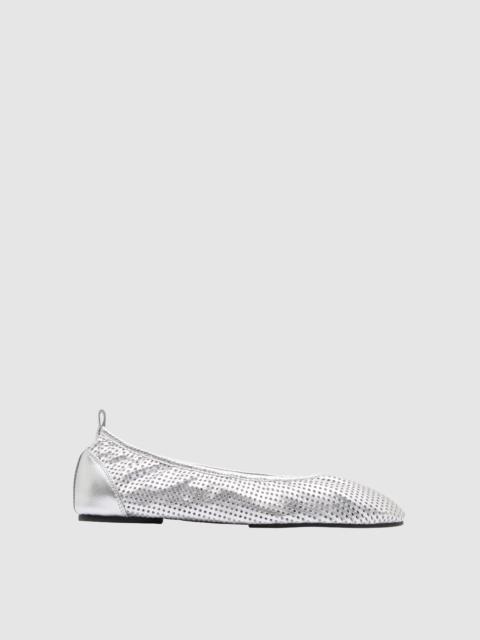 ST. AGNI Minimal Perforated Ballet Flat - Silver