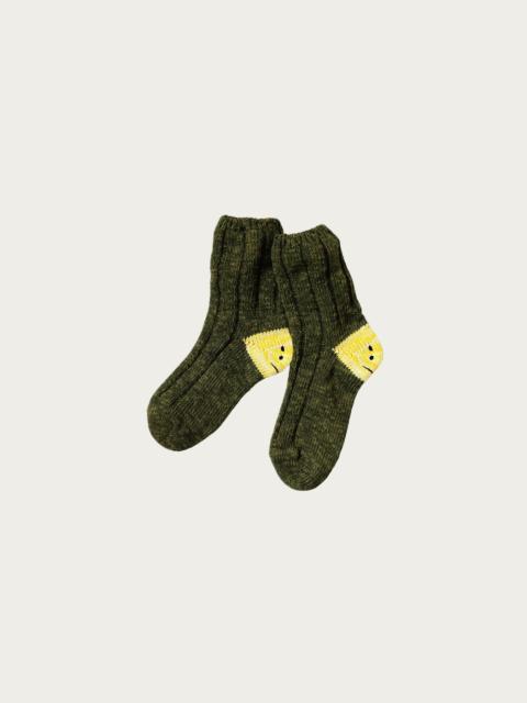 Kapital 56 Yarns MA-1 RAINBOWY HAPPY HEEL Socks - Khaki