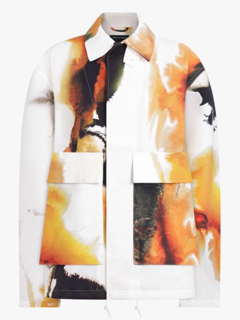 Y-3 HIGH NECK EARTHY PRINT POCKET DETAIL COACH JACKET | WHITE/MULTI