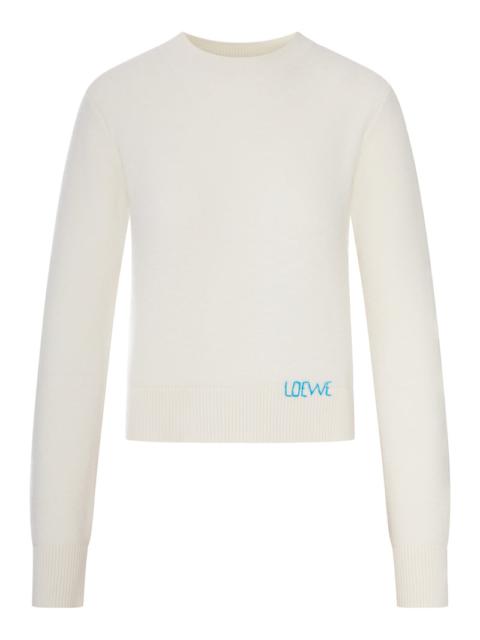 Loewe Loewe Women Wool Sweater With Hand-Embroidered Loewe Detail Applied To The Hem