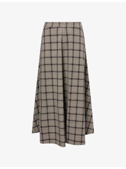 Reformation First Light Check-Pattern Woven Maxi Skirt
