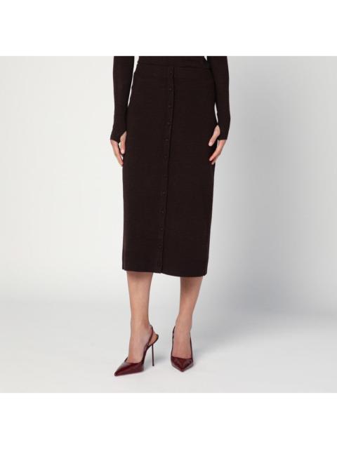 Victoria Beckham Brown Midi Skirt In Wool Blend Women