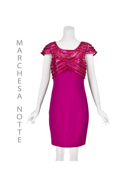 Marchesa Fuchsia Silk Embellished Evening Dress 