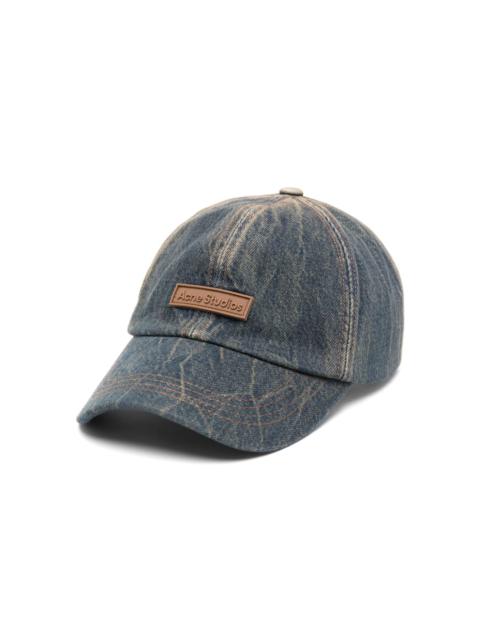 logo-patch denim cap