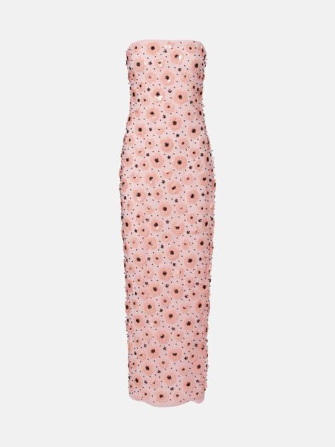 ROTATE Sequined strapless midi dress