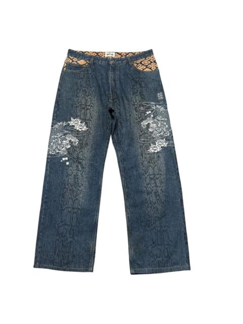 Other Designers Vintage Karakuri Tamashii Denim Embroidery Dragon Snake Skin