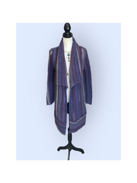Chico's - Chicos Mixed Stripe Val Cardigan Duster Sweater Open Front Purple Sz 1 M 8