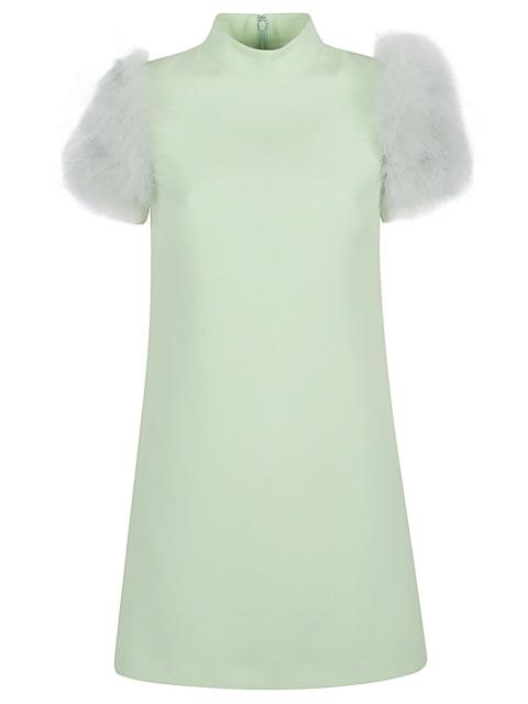 Valentino Feathered Wool And Silk Dress