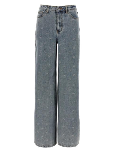 self-portrait 'Light Blue Diamante Bow' jeans