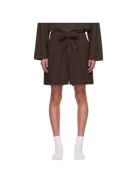 TEKLA Brown Poplin Pyjama Shorts